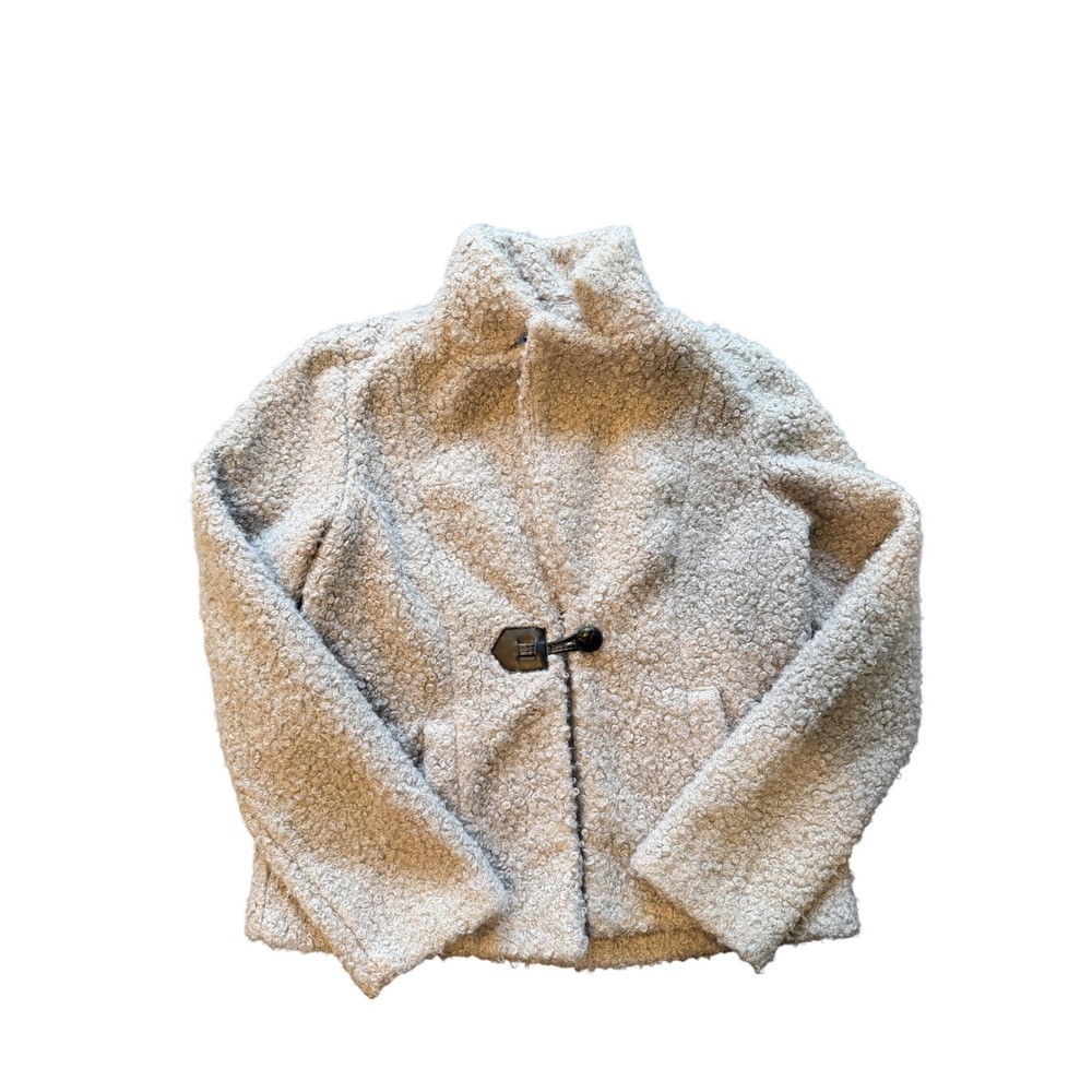 New York Clothing Company Grey Sherpa Boucle‎ Toggle Jacket Womens Petite Small